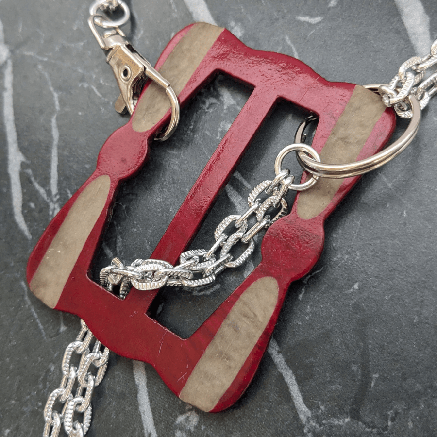 Vintage Red Belt Buckle Statement Necklace - Image 2