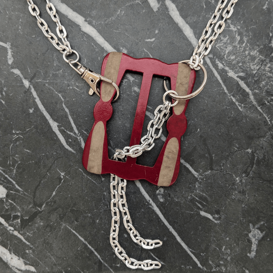 Vintage Red Belt Buckle Statement Necklace - Image 4