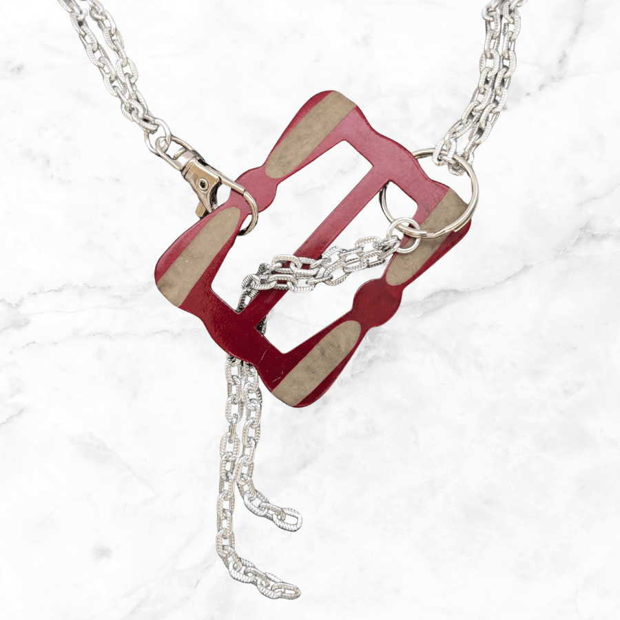 Vintage Red Belt Buckle Statement Necklace - Image 5