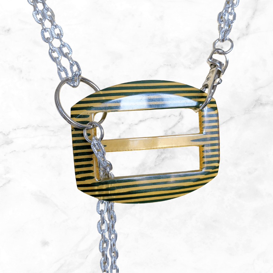 Vintage Apple Juice Bakelite Belt Buckle Necklace - Image 2