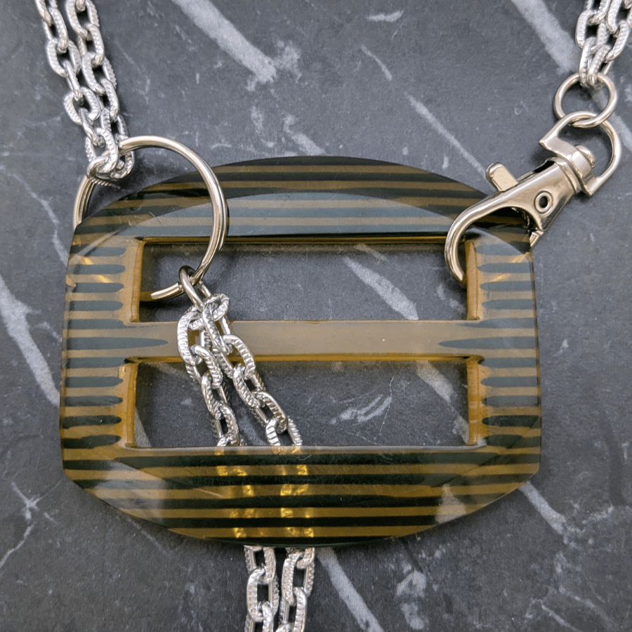 Vintage Apple Juice Bakelite Belt Buckle Necklace - Image 3