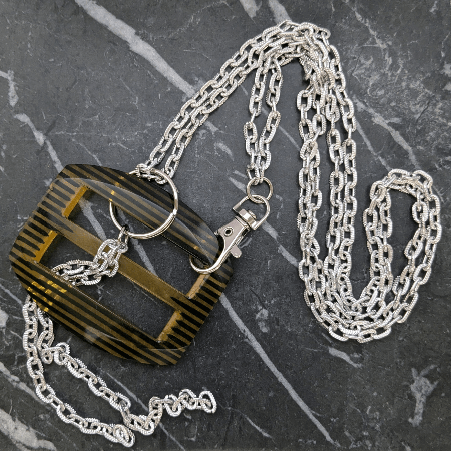 Vintage Apple Juice Bakelite Belt Buckle Necklace - Image 4