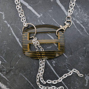 Vintage Apple Juice Bakelite Belt Buckle Necklace