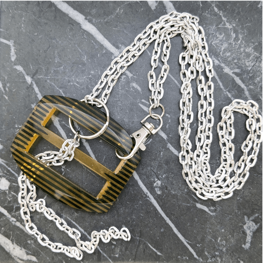 Vintage Apple Juice Bakelite Belt Buckle Necklace - Image 6