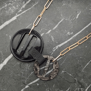 Vintage Double Black Belt Buckle Necklace