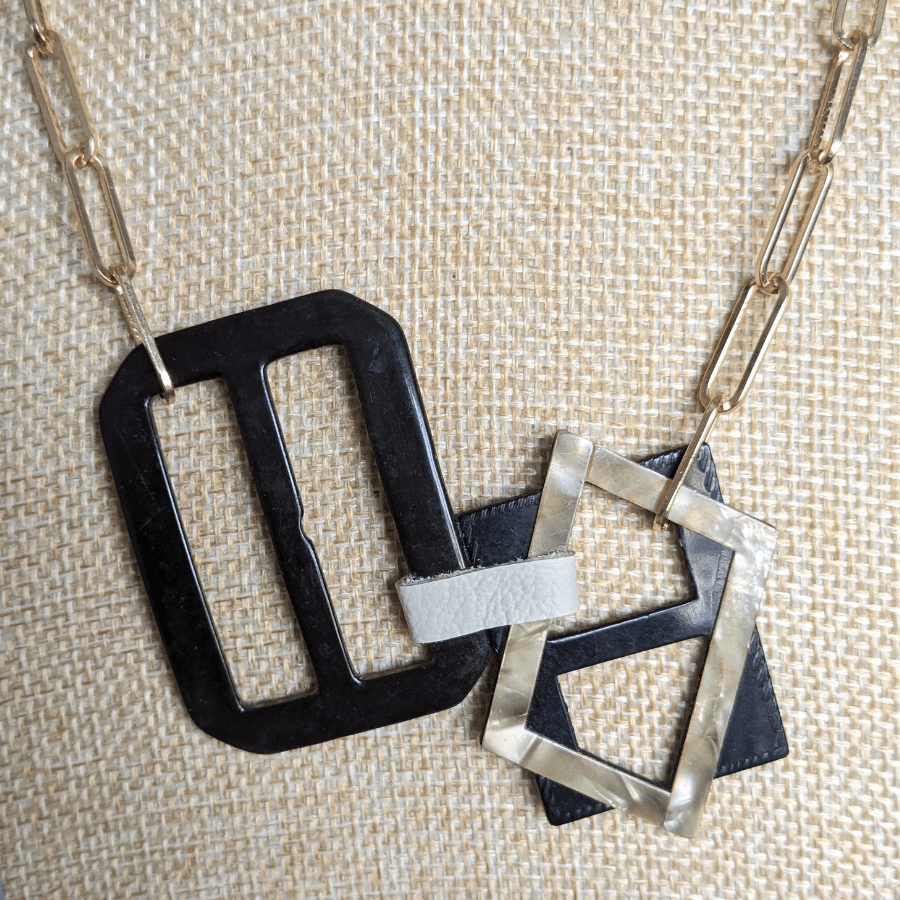 Vintage Black Double Belt Buckle Necklace - Image 2