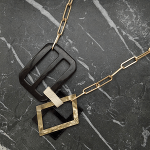 Vintage Black Double Belt Buckle Necklace