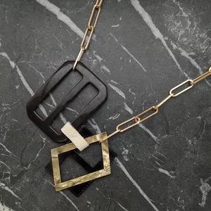Vintage Black Double Belt Buckle Necklace