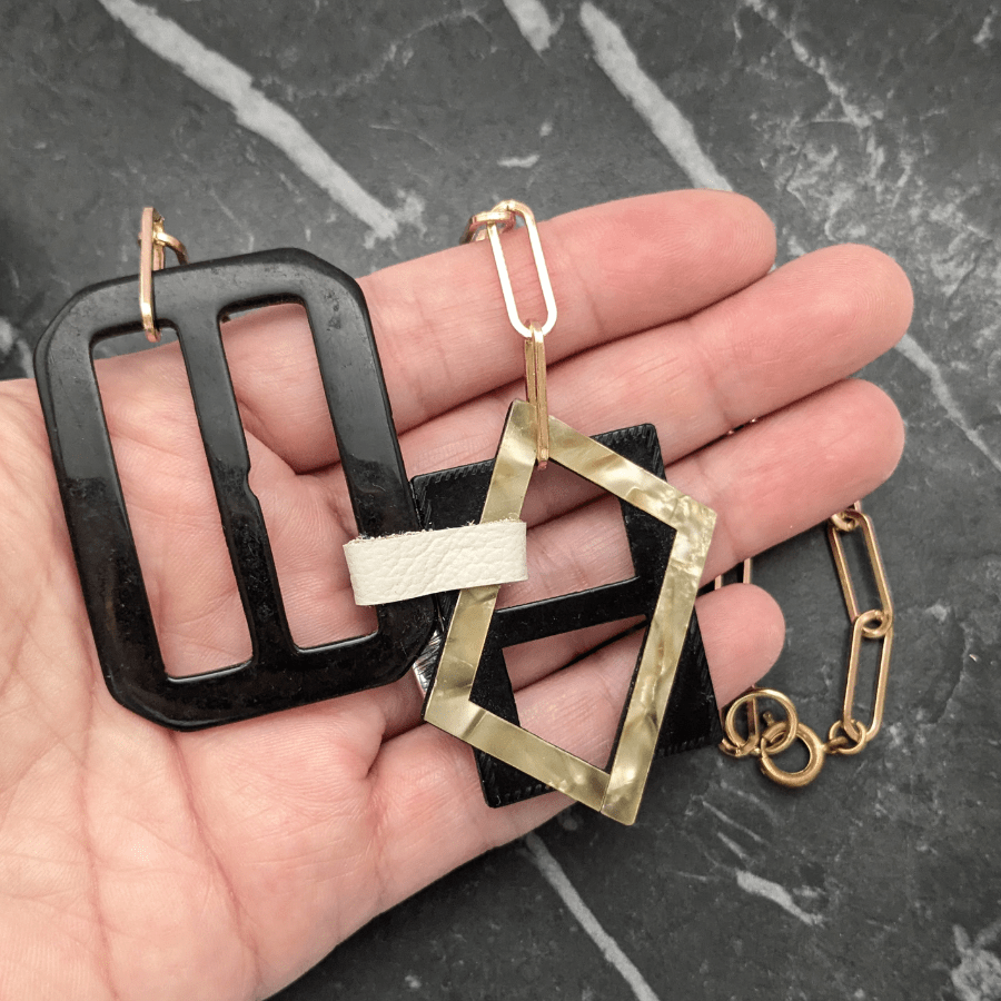 Vintage Black Double Belt Buckle Necklace - Image 6