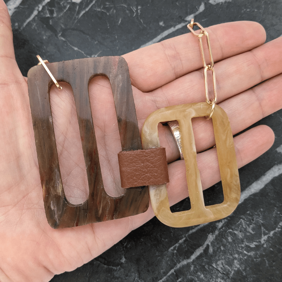 Vintage Brown Double Belt Buckle Necklace - Image 4