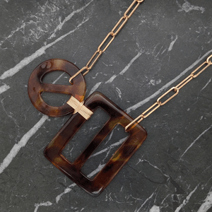 Vintage Double Belt Buckle Statement Necklace