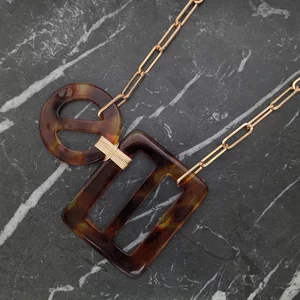 Vintage Double Belt Buckle Statement Necklace