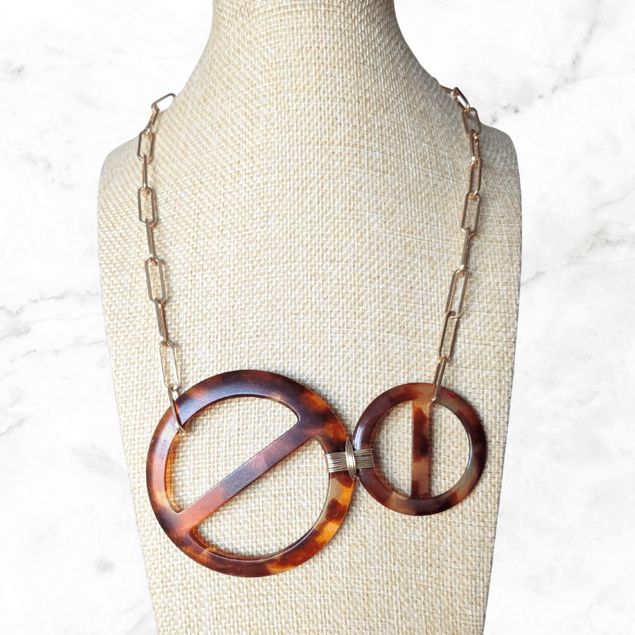 Vintage Double Round Belt Buckle Necklace - Image 2