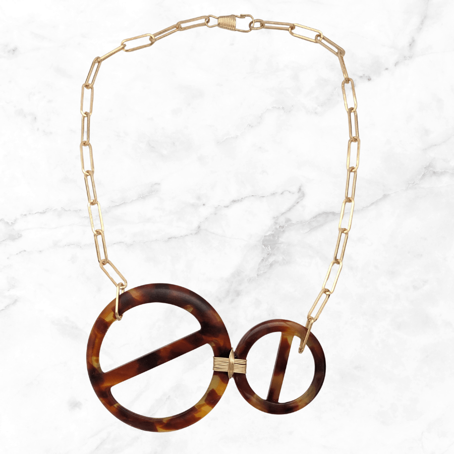 Vintage Double Round Belt Buckle Necklace - Image 3