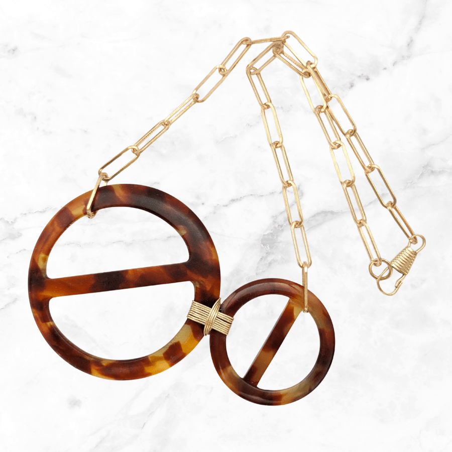 Vintage Double Round Belt Buckle Necklace - Image 5