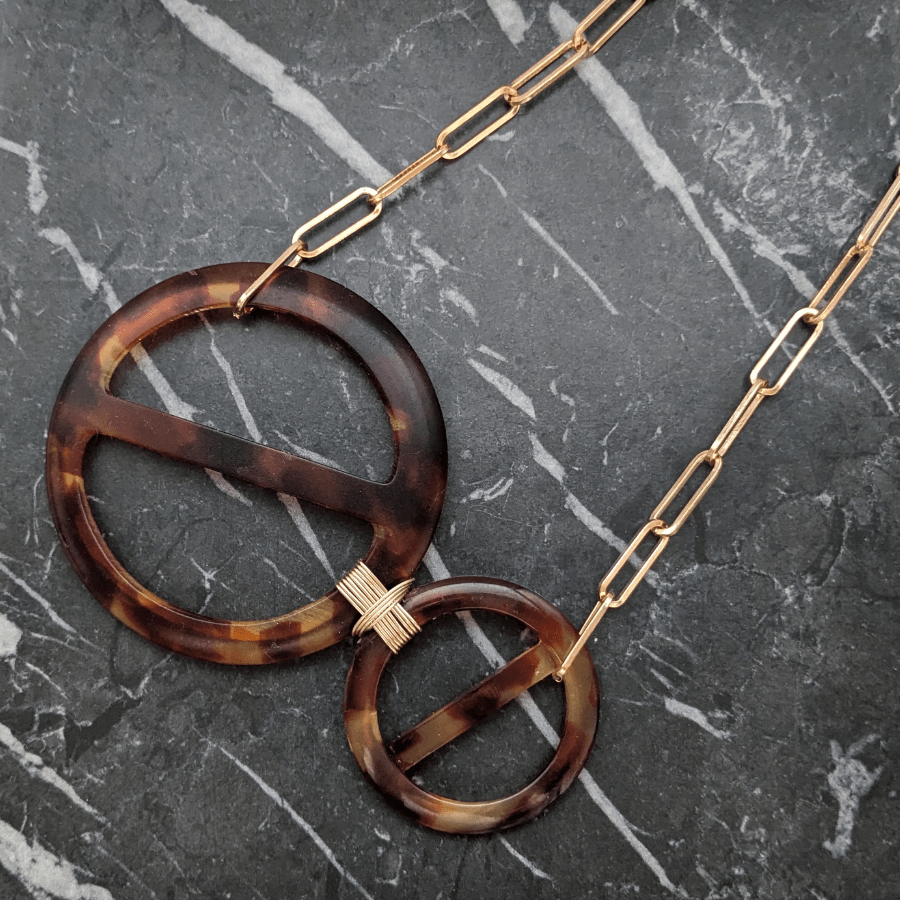 Vintage Double Round Belt Buckle Necklace