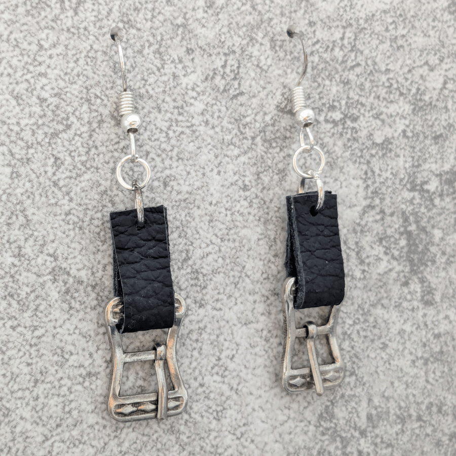 Vintage Belt Buckle Drop Earrings - Image 3