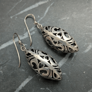 Vintage Sterling Silver Open Filigree Drop Earrings