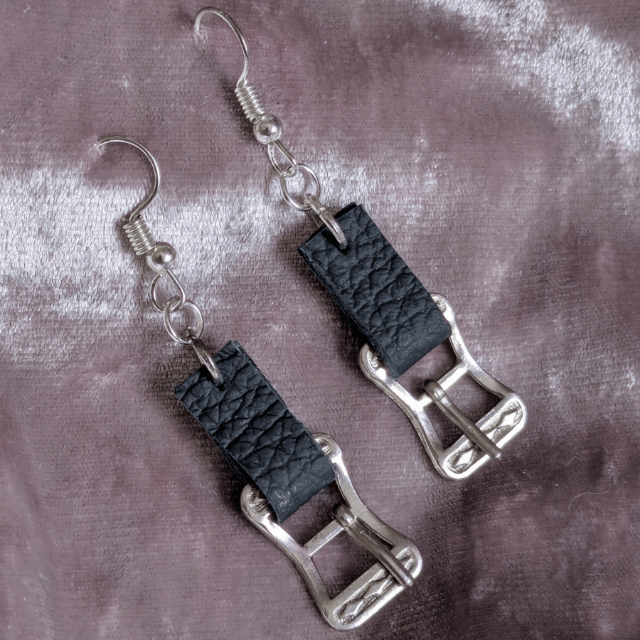 Vintage Belt Buckle Drop Earrings - Image 5