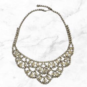 Vintage 1950s Clear Rhinestone Bib Necklace