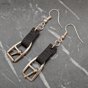 Upcycled Belt Buckled Drop Earrings