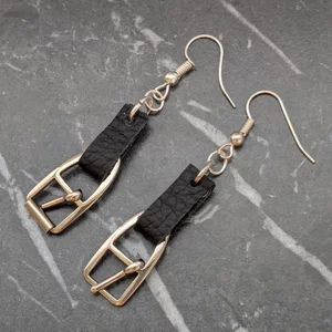 Upcycled Belt Buckled Drop Earrings