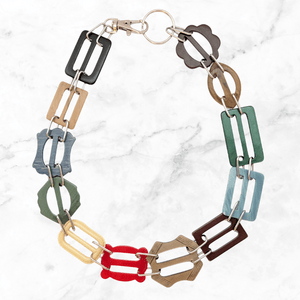 Vintage Multi Coloured Belt Buckle Link Necklace