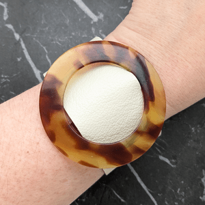 Vintage Brown Belt Buckle and Leather Bracelet