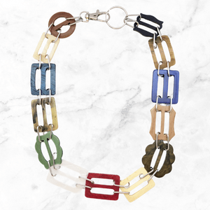 Vintage Multi Coloured Belt Buckle Necklace