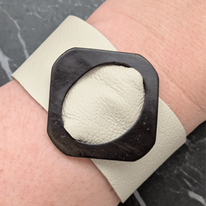 Vintage Black Belt Buckle Leather Bracelet