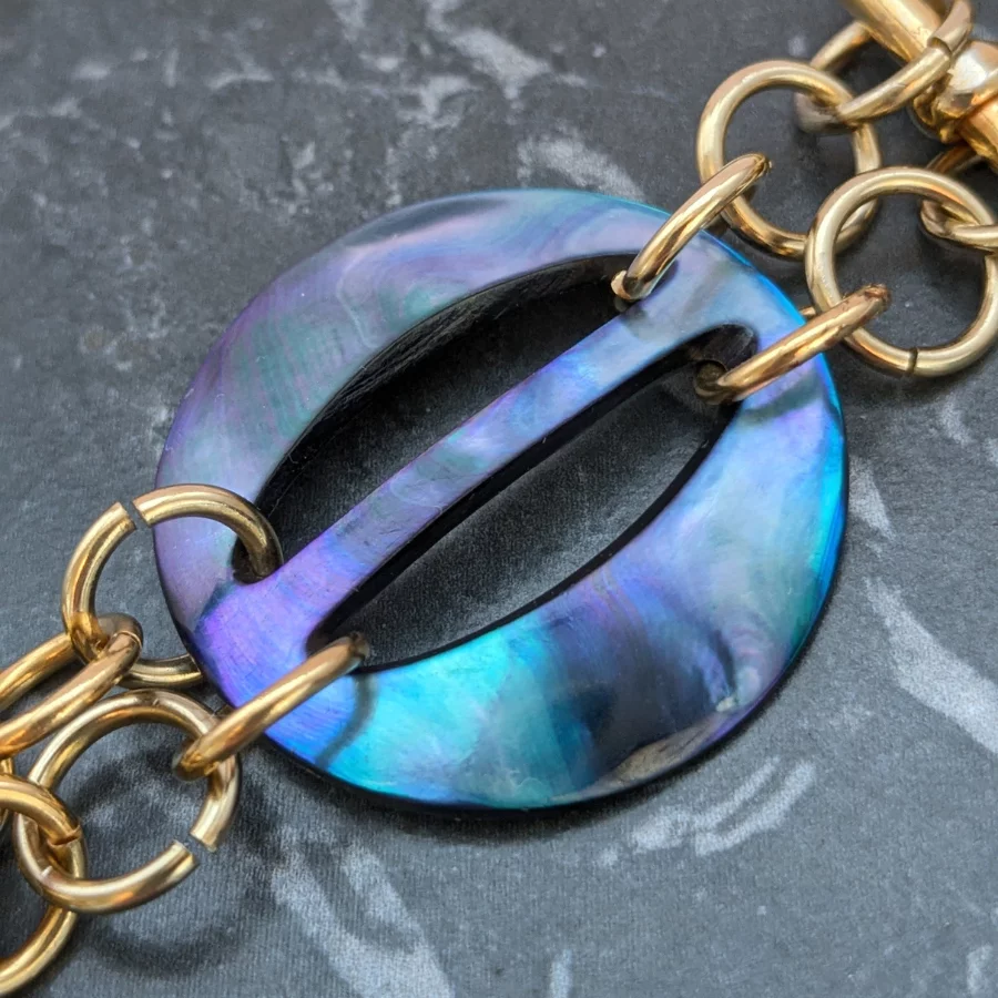 Belt Buckle Bracelet With Blue Mother Of Pearl - Image 7