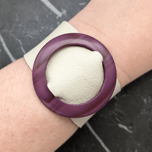 Vintage Purple Belt Buckle Leather Bracelet