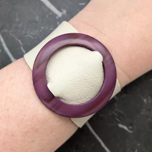 Vintage Purple Belt Buckle Leather Bracelet