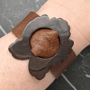 Vintage Brown Belt Buckle Leather Bracelet