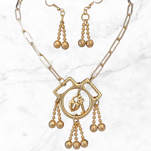 Artisan Upcycled Vintage Charm Necklace and Matching Earrings