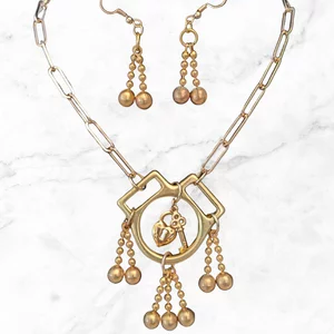 Artisan Upcycled Vintage Charm Necklace and Matching Earrings