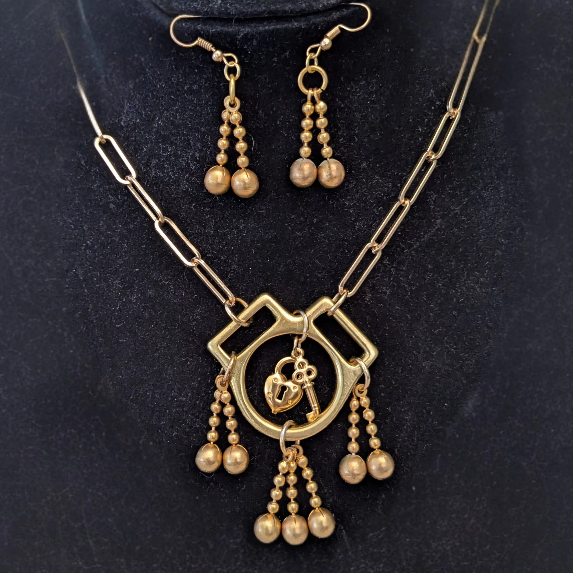 Artisan Upcycled Vintage Charm Necklace and Matching Earrings - Image 10