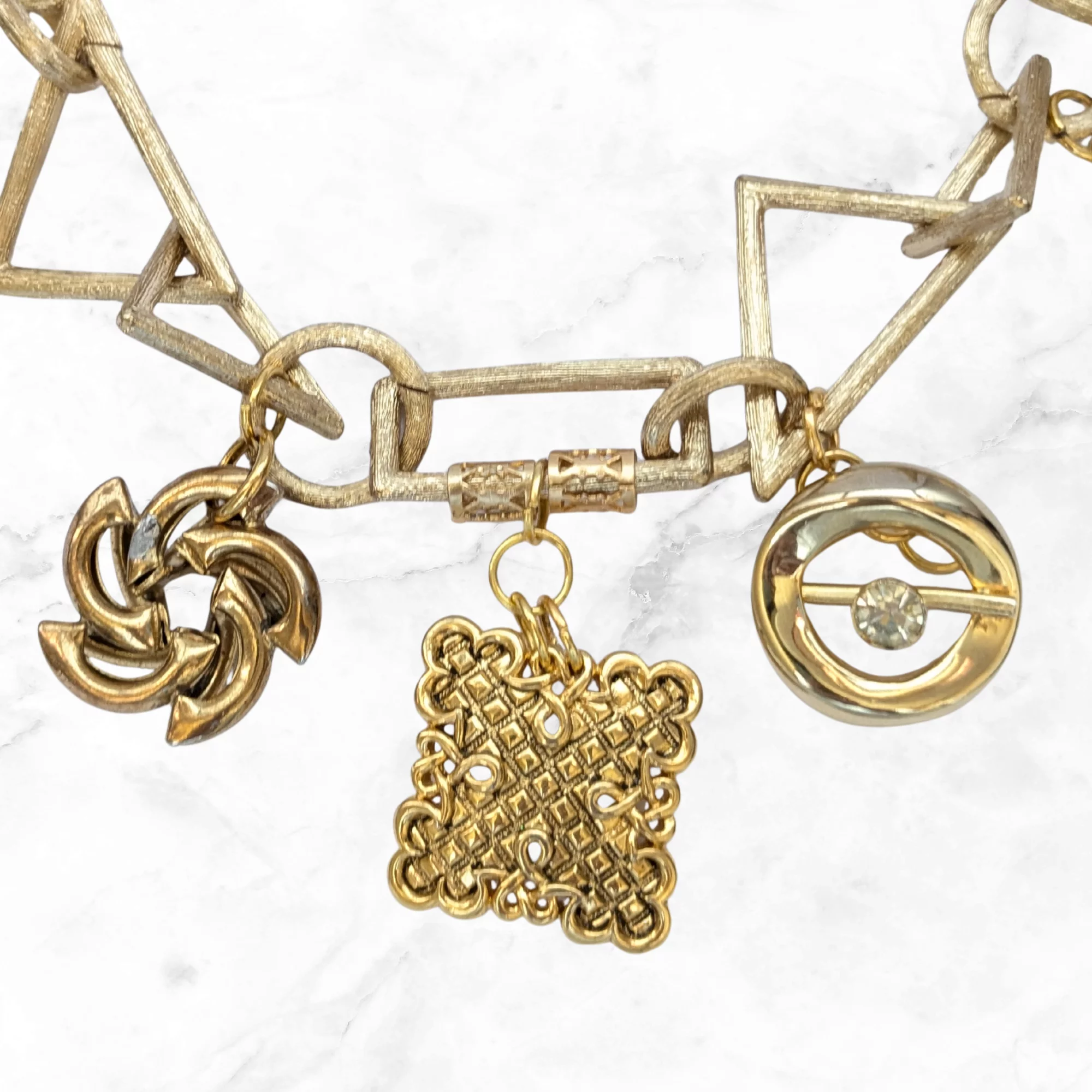 Upcycled Vintage Chunky Charm Necklace and Earrings - Image 9