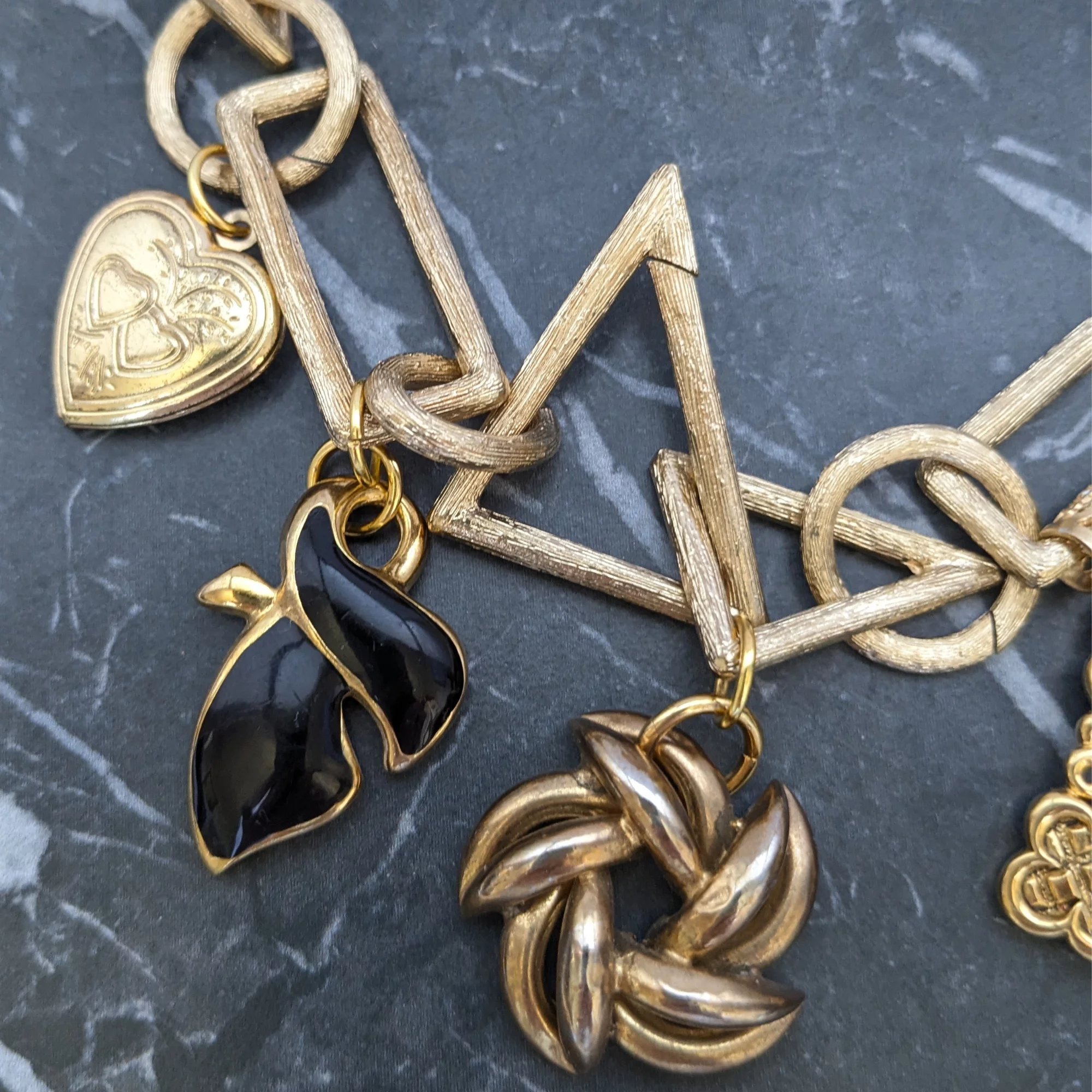 Upcycled Vintage Chunky Charm Necklace and Earrings - Image 8