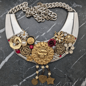 Upcycled Single Earring and Rhinestone Necklace