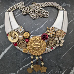 Upcycled Single Earring and Rhinestone Necklace