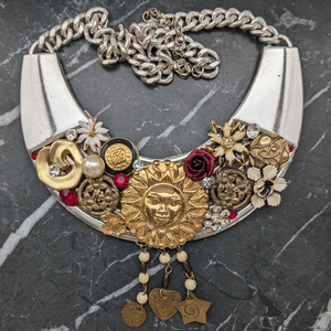 Upcycled Single Earring and Rhinestone Necklace
