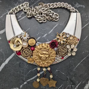 Upcycled Single Earring and Rhinestone Necklace