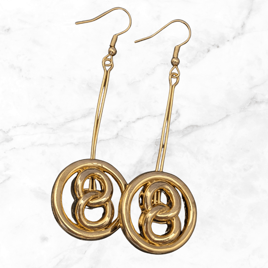 Vintage Button Drop Earrings - Image 2