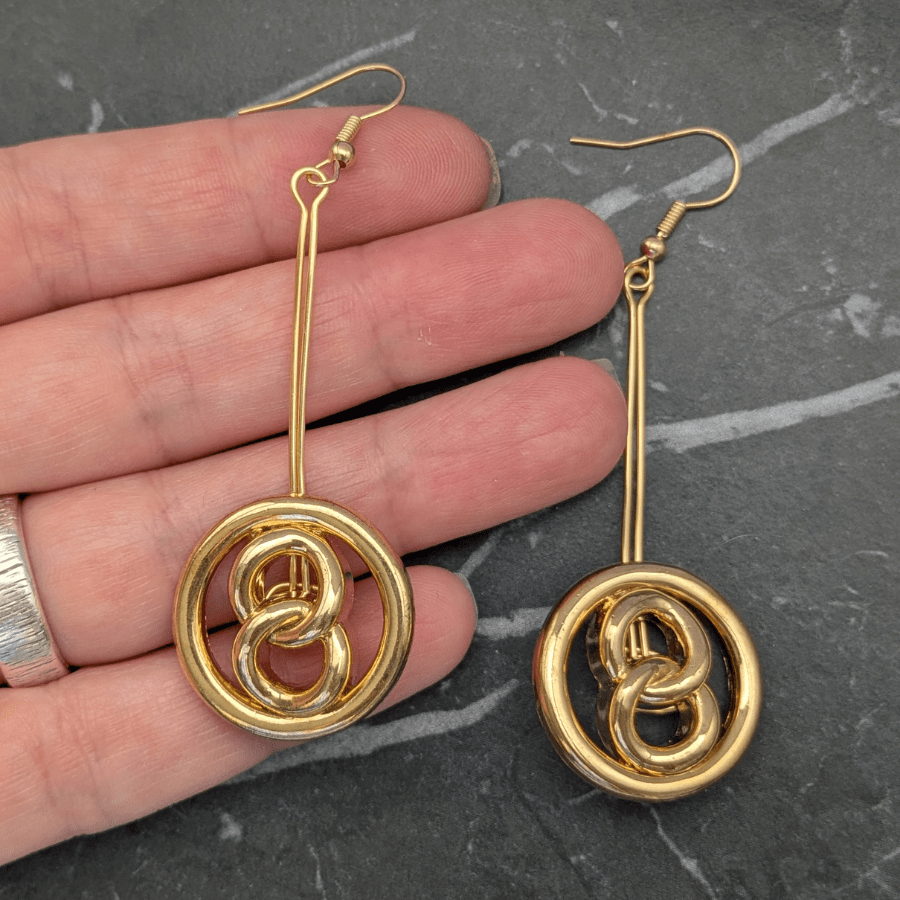 Vintage Button Drop Earrings - Image 3