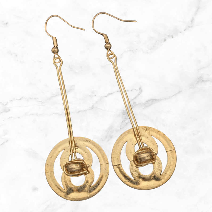Vintage Button Drop Earrings - Image 4