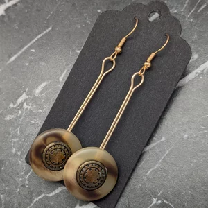Vintage Button Drop Earrings