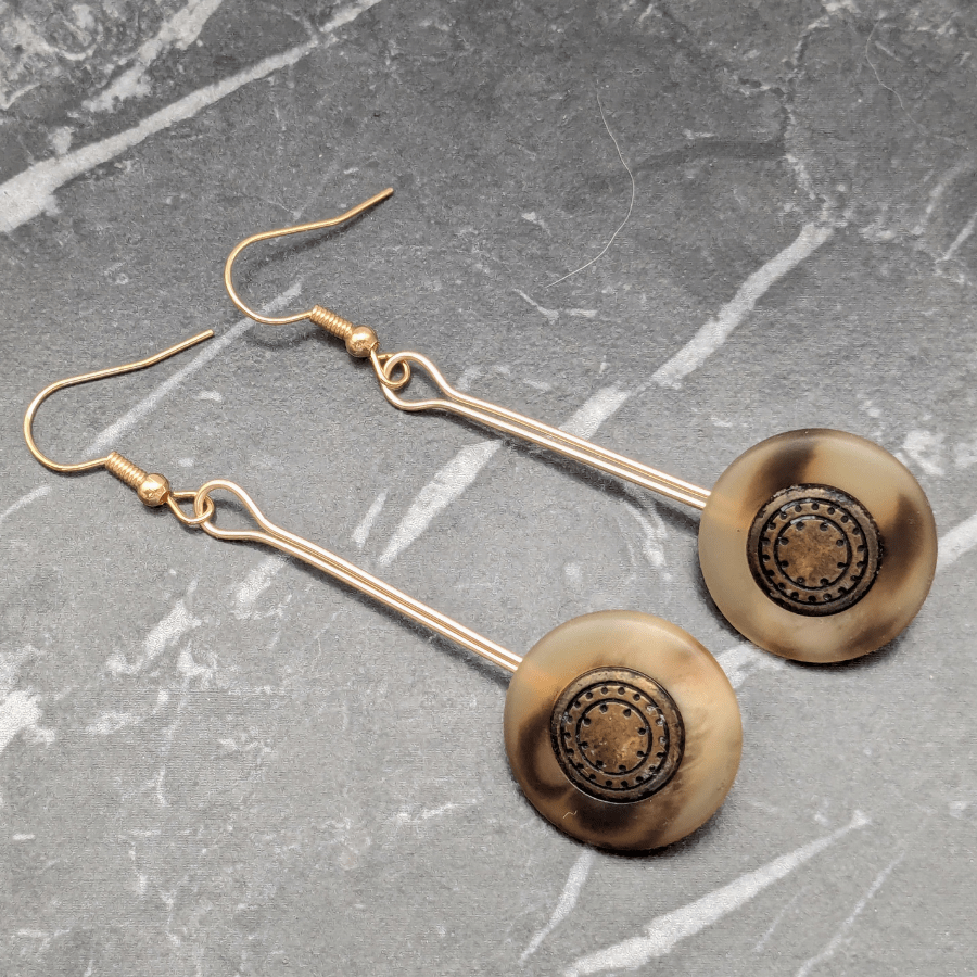 Vintage Button Drop Earrings - Image 4