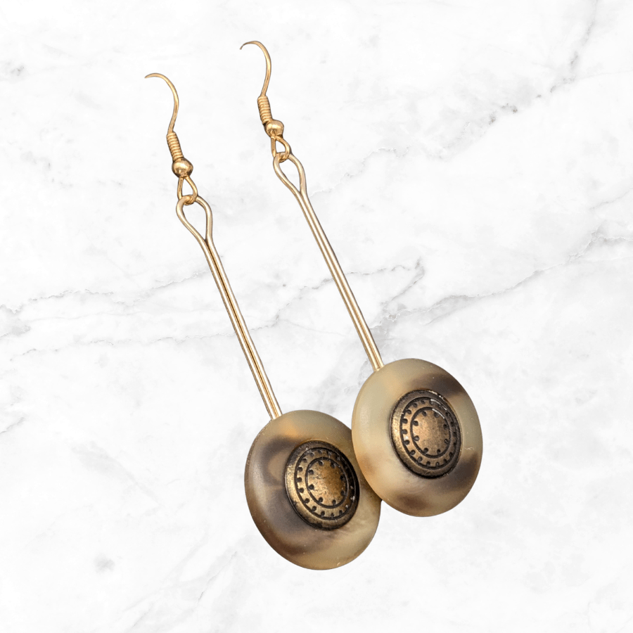 Vintage Button Drop Earrings - Image 5