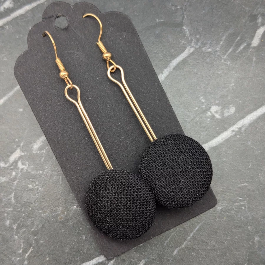 Vintage Button Drop Earrings